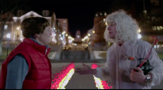 Still of Kirstin Howell and Michael McPhee from the "Ultimate 80's" commercial for Downtown Halifax Business Commission.